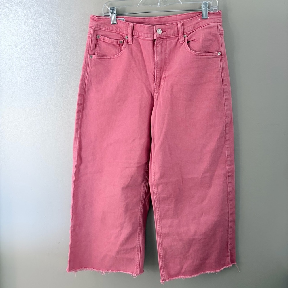 GAP Pink High Rise Stride Ankle Wide Leg Jeans 12R